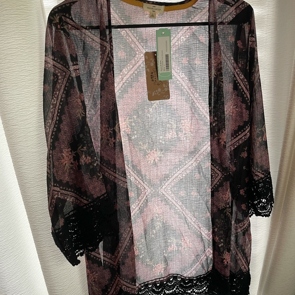 Mason & Belle Laria Crochet Trim Kimono Size Large